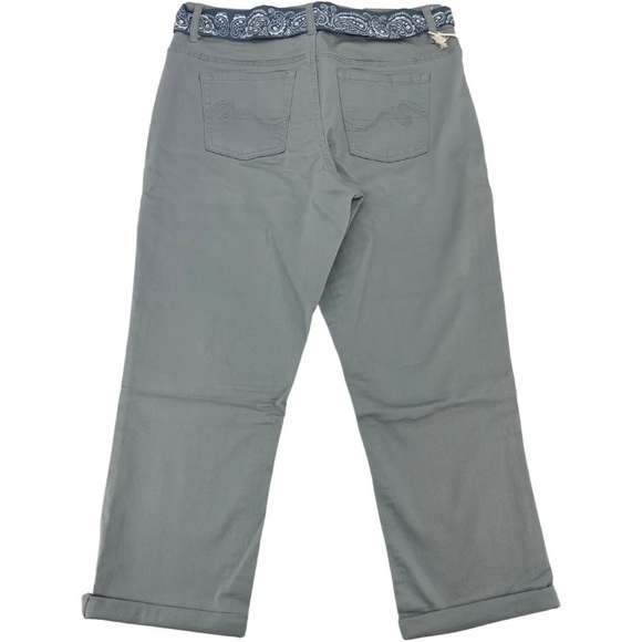 NEW Santana Dusty Blue Cotton Stretch Capris w/Tie Belt Size 8 - Picture 3 of 7
